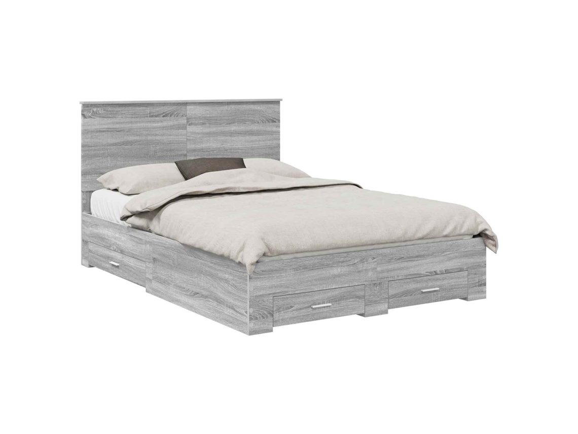 Estrutura da Cama Cinza Sonoma 140x190 cm Madeira Processada MAISON EXCLUSIVE