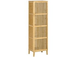 Móvel de Armazenamento em Bambu com Prateleiras e Porta com Design Ripado, 40 X 30 X 140 Cm VISTA