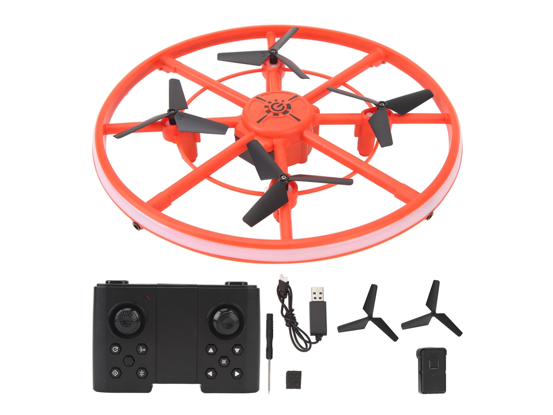 Drone Para Crianças Com Luz Led Controle Remoto Obstáculo Evitação Modo Sem Cabeça Voo 360 Flip Vermelho Bateria Única