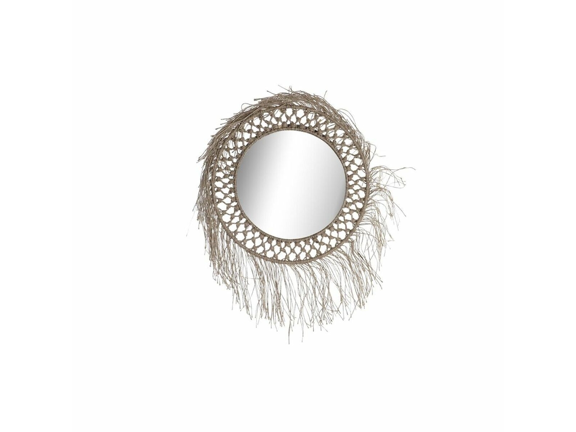 Espelho de parede DKD Home Decor Cristal Natural Corda (60 x 4 x 60 cm)