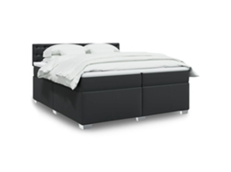 Vidaxl Cama Com Molas/colchão 200x200 Cm Couro Artificial Preto