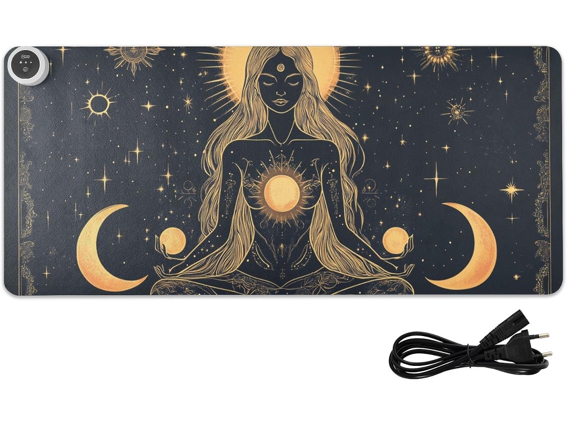 Mousepad Aquecido Muse Moon Goddess Boho Gothic, 80 X 33 Cm, para Escritório, Jogos e Estudos. Cm Resistente