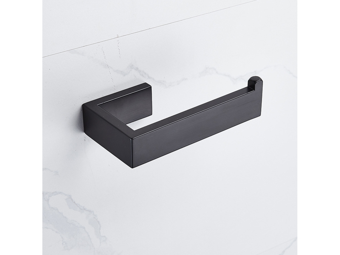 Porta papel Higiênico de 14cm, Preto, em Aço Inoxidável com Acabamento Escovado, Ideal para Banheiro e Cozinha AQUAFORGE