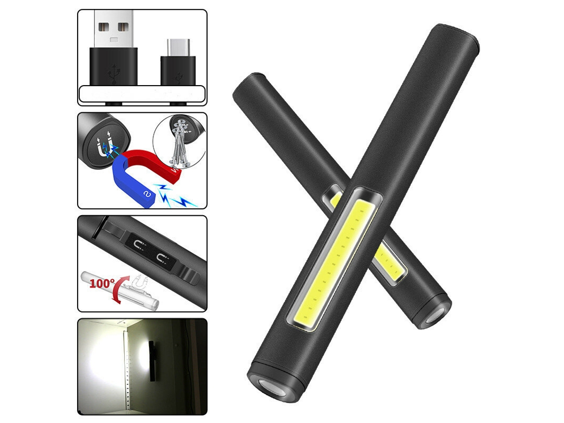 Red-outdoor Compacto E Portátil Liga De Alumínio Xpe + Cob Recarregável Caneta Luz Trabalho Lâmpada Chaveiro Luz