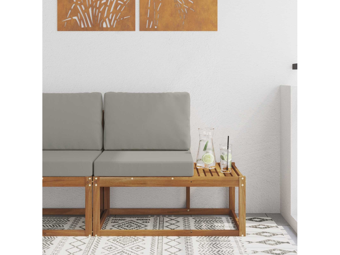 Vidaxl Sofá De Canto Externo Com Almofada Natural 91 X 63 X 73 Cm