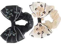 Conjunto de 2 laços de cabelo em tecido com estampa floral delicada para meninas, acessórios