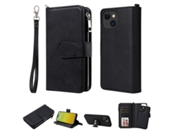 Capa Para Iphone 15 Pele Sintética Preto