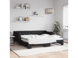 Sofá cama con cajón 90x190 cm Tela negra
