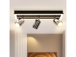 Nettlife Candeeiro, Focos Iluminação Led De Teto 3 Luzes Preto Gu10 Giratório 15 W Branco Quente, 42 Cm, Orientáveis, Em Alumínio E Metal