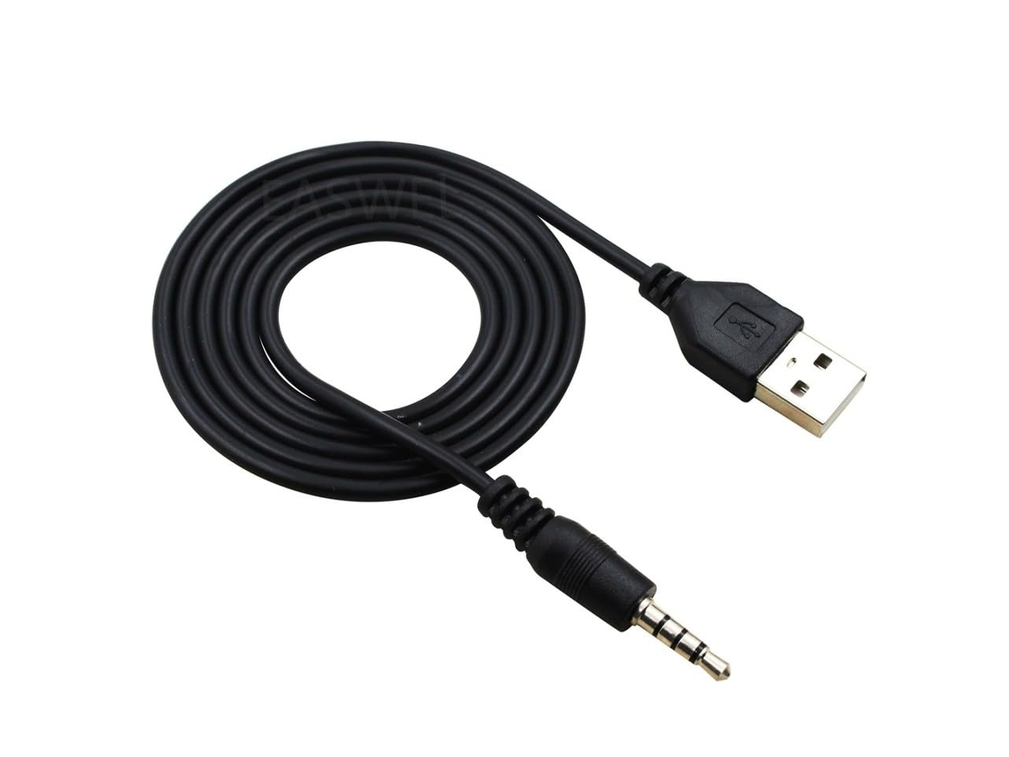 Cabo De Dados E Carregamento Usb 2 0 Macho Com Conector Aux 3, 5mm Para Mp3 Mp4