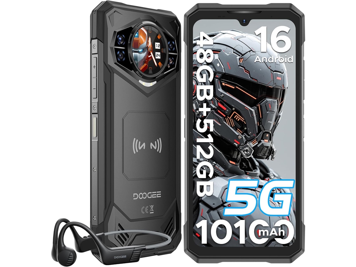 Smartphone Robusto 5g Doogee S200 X VIP Android 16, 48gb 512gb 10100mah 6.72" 120hz 100mp Nfc, Com Auscultadores De Condução Óssea, Cinza