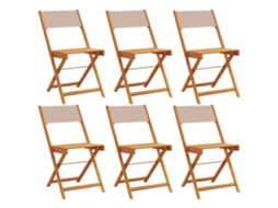 Maison Exclusive - Cadeiras Jardim Dobráveis 6pcs Tecido/madeira Cinza-acastanhado