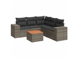 Conjunto de 6 Sofás de Jardim com Almofadões Vime Cinzento MAISON EXCLUSIVE (80x200 cm)