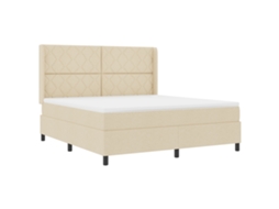Cama Box  Com Colchão - Creme Vidaxl, Tecido (180x200 Cm)