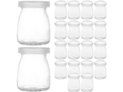Conjunto De 20-copos Vidro Reutilizáveis 100ml Para Gelatina, Com Tampas, Design Elegante E Alta Resistência, Ideais