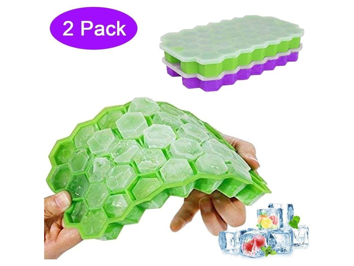 Bandeja De Gelo De Silicone Com Tampa 2 Peças 37 Cubos De Gelo Para Casa Diy