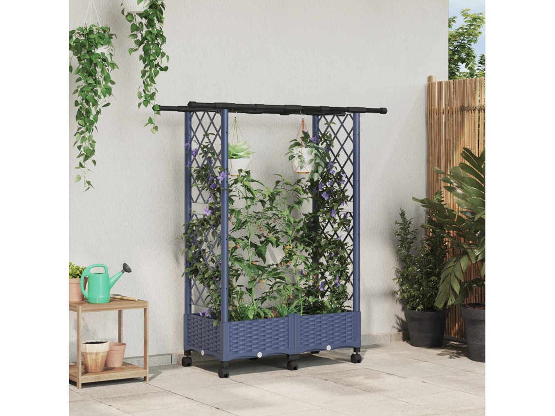 Vidaxl Cama Elevada Com Treliça E Telhado Cinzento 122,5 X 40 X 127 Cm