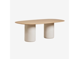 Sklum Mesa De Jantar Oval Em Mdf E Cimento Lysander Mdf - Folheado A Carvalho         Castanho Roble 220 X 110 Cm         Beige Tapioca