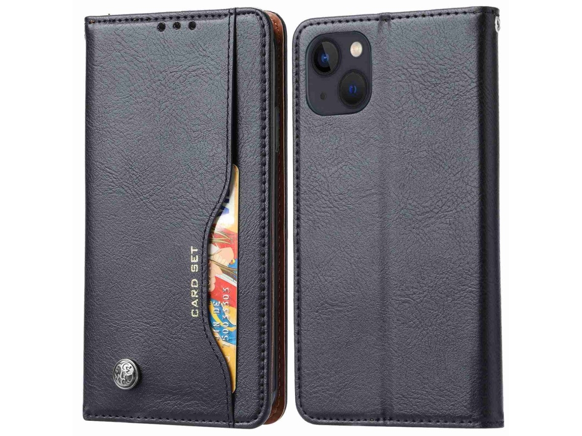 Capa Para Iphone 14 Plus Pele Sintética Anti-riscos Magnética Preto