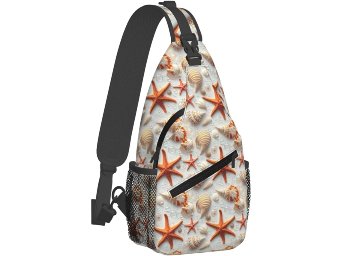 Bolsa de ombro elegante com estampa de estrela do mar, tecido poliéster E/MARCA