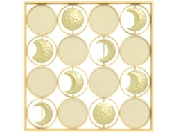 Decoração de Parede de Metal Multidirecional da Fase da Lua com 16 Discos de Ouro pt