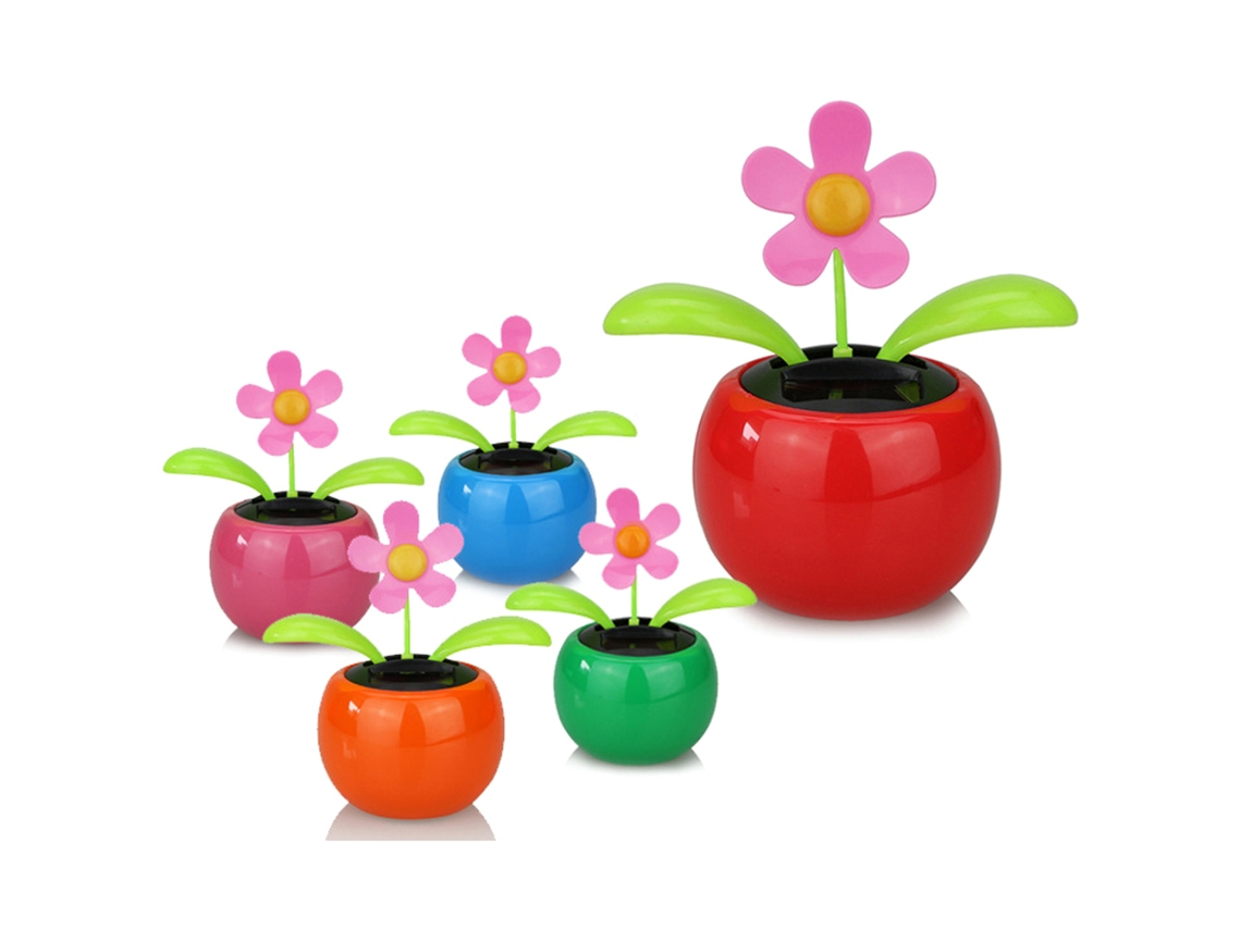 Mali 4 Pcs Flor Dançante Solar Plástica Balanço Automático Decoração Carro Escritório Cor Aleatória
