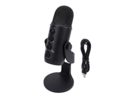 Aetheria microfone Usb para Games com Mudo Rápido, Luz Ambiente Colorida e Chip Hifi 192khz Preto