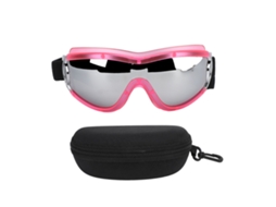 Óculos de Sol para Cães UV Proteção, Ajustáveis, à Prova de Vento, para Cães Médios ou Grandes, Moldura Rosa com Lentes Prateadas | S/MARCA