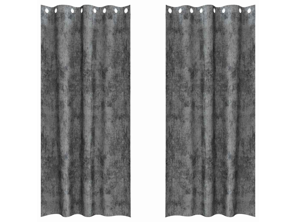 Conjunto 2 Cortinas De Veludo Vidaxl Cinzento Veludo (225 X 140 Cm)