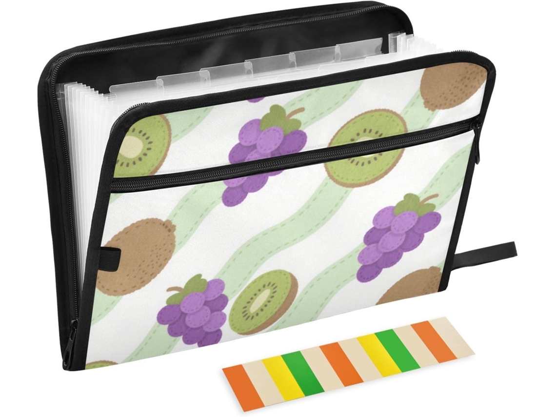 Pasta Suspensa Kiwi Listras Uva Com 13 Bolsos, Tamanho A4 E Carta, Com Fecho De Zíper E Divisórias