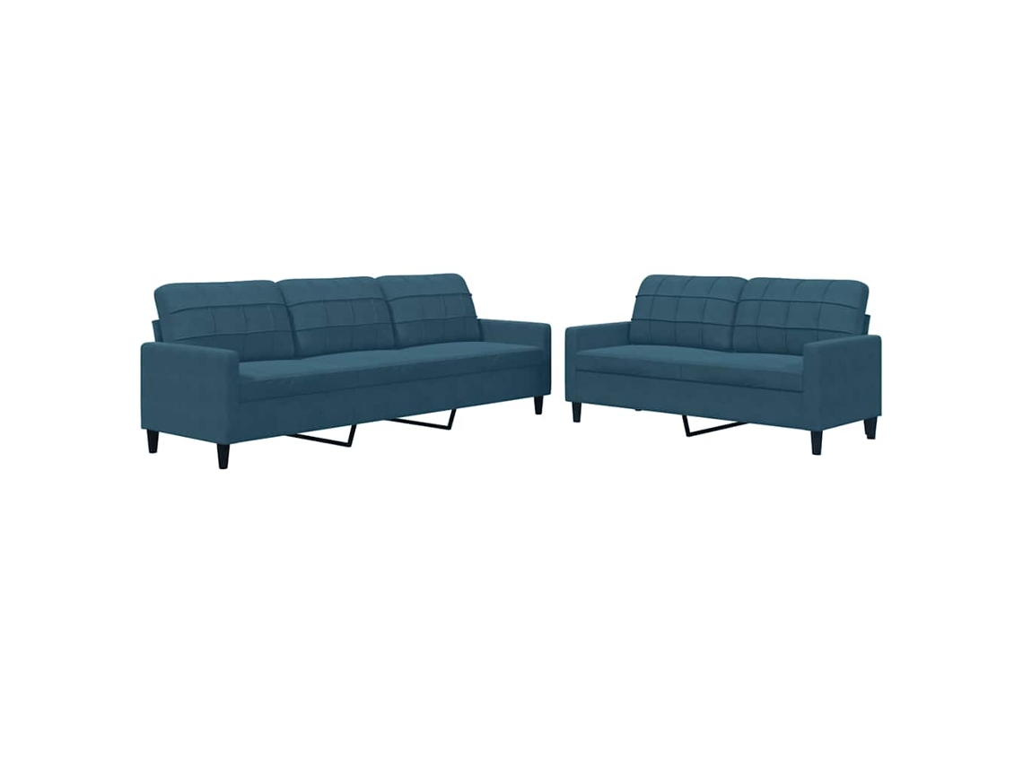 Maison Exclusive - 2 Pcs Conjunto De Sofás Com Almofadões Veludo Azul