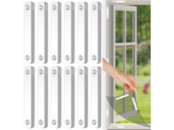 Conjunto 12 Clips Adesivos Janela - Clips Mosquiteira - Fixadores Sem Furos - Para Cortinas E Redes - Plástico - Branco