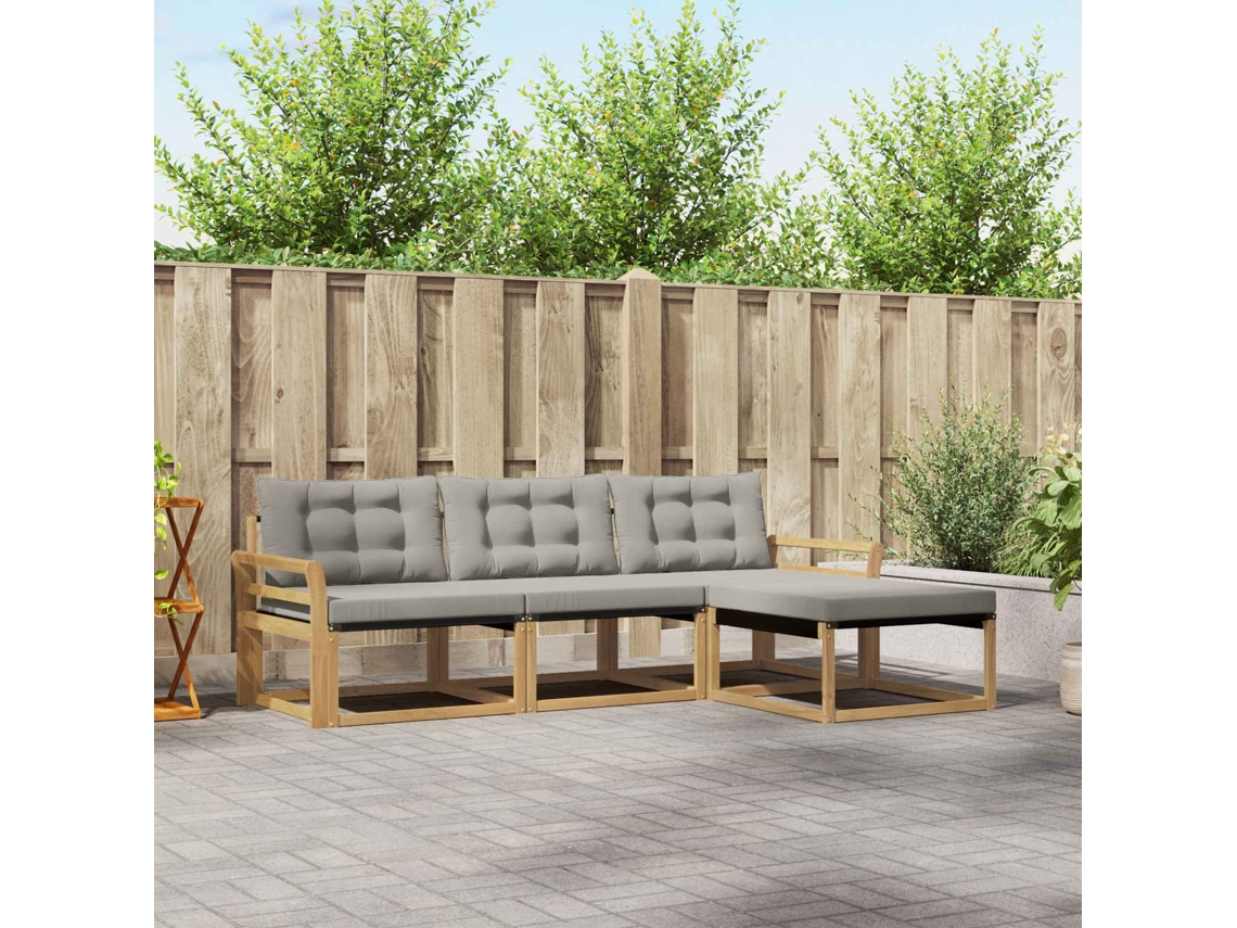 Vidaxl Conjunto De Sofás Para Exterior 4 Unid. Branco E Cinzento-claro