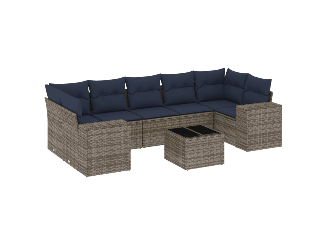 Conjunto de Sofá de Jardim, 8 Peças, Almofadas, Rattan Cinza MAISON EXCLUSIVE