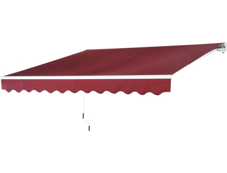 Outsunny Toldo de alumínio manual dobrável com manivela para pátio Varanda Jardim e terraço Tecido de poliéster 280g / m² - Vermelho - 4x2.5m