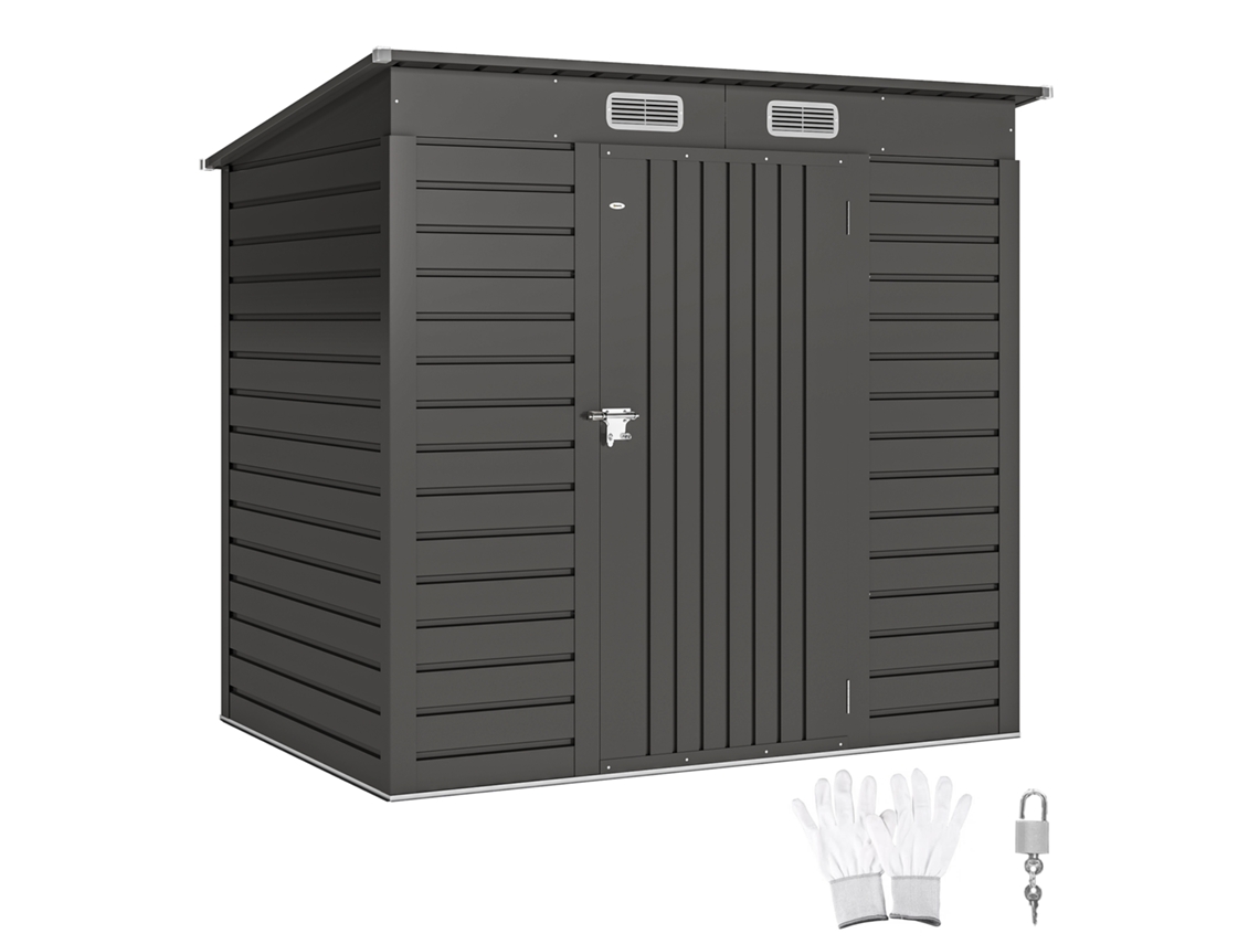 Galpão de Jardim 2,3m² para Ferramentas Galpão Porta Trancável Escuro. 191l X 130d X 166,5 183h Cm Aço Ge
