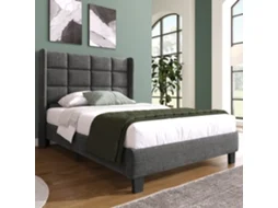 Cama Solteiro 90x200cm Apoio Cabeça Linho Cinza Sem Colchão
