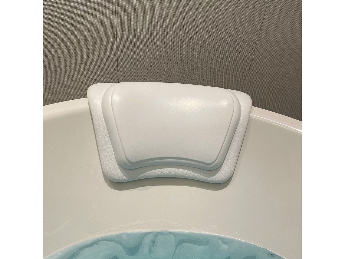 Almofada de banho espessa em poliuretano com ventosas integradas de alta potência para uma fixação perfeita. Apoio de cabeça para banheira de hidromassagem.