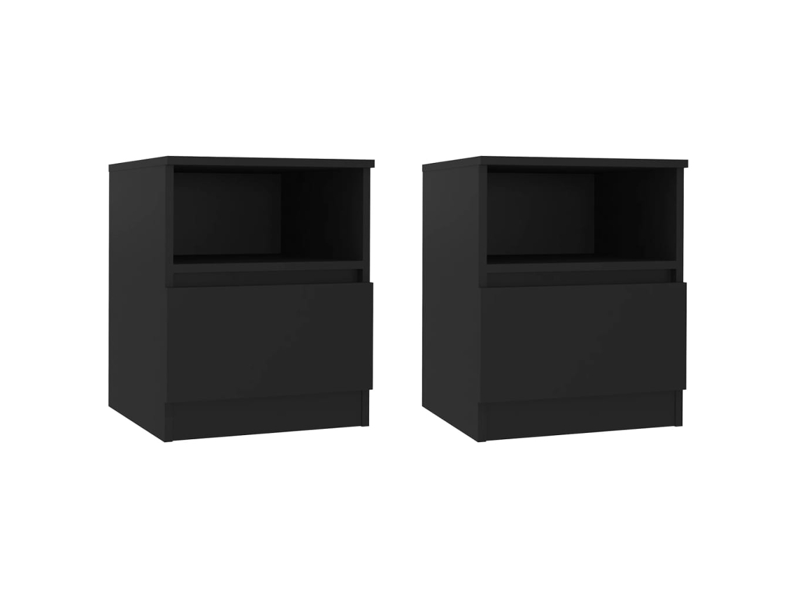 Conjunto de 2 mesas Cabeceira Preta MAISON EXCLUSIVE 40x40x50 cm