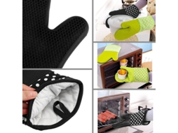 2026 guante Resistente Ao Calor de Silicone, Antiderrapante, Ideal para Forno e Churrasco, Conjunto de 2 Peças (preto)