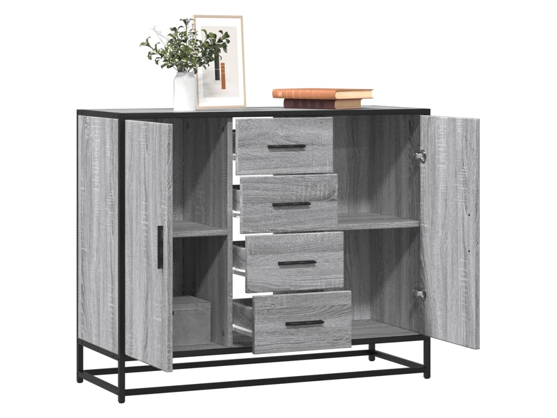 Aparador | Armário Buffet 92x35x76 Cm Derivados De Madeira Cinzento Sonoma