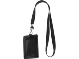 Porta Crachá Merryhapy Em Couro Pu Preto Com Cordão Removível E Clipe Giratório, Resistente E Confortável, Ideal Para