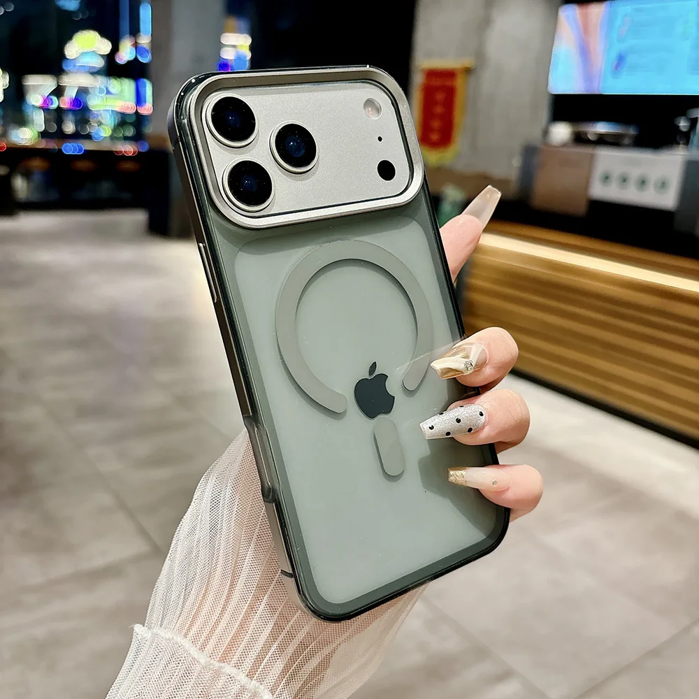 (cinza, Iphone 15 Pro) Capa Para Celular Com Estrutura Em Liga De Alumínio Magnético, Capa Protetora Fosca À Prova De Choque Com Toque Suave.