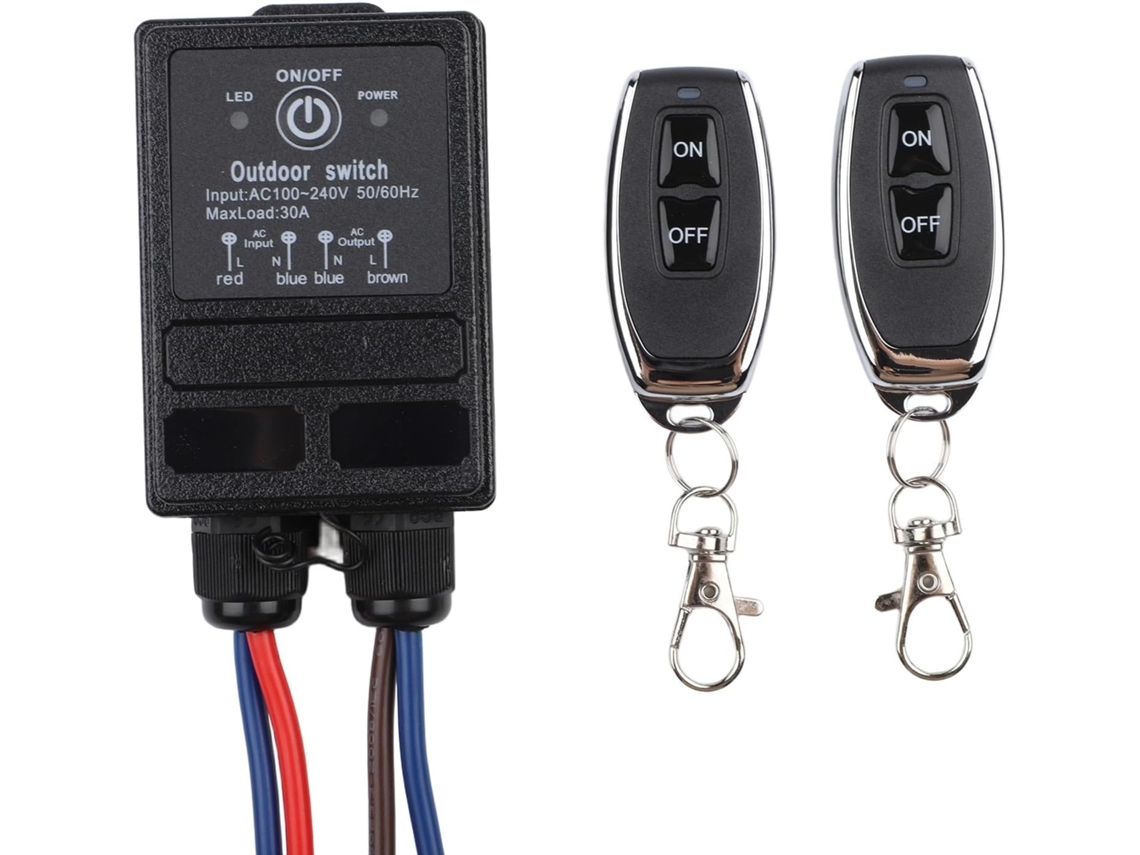 Interruptor De Controle Remoto Sem Fio 433mhz Para Uso Externo, Receptor De Relé 30a, À Prova D Água Ip65 Para Luzes