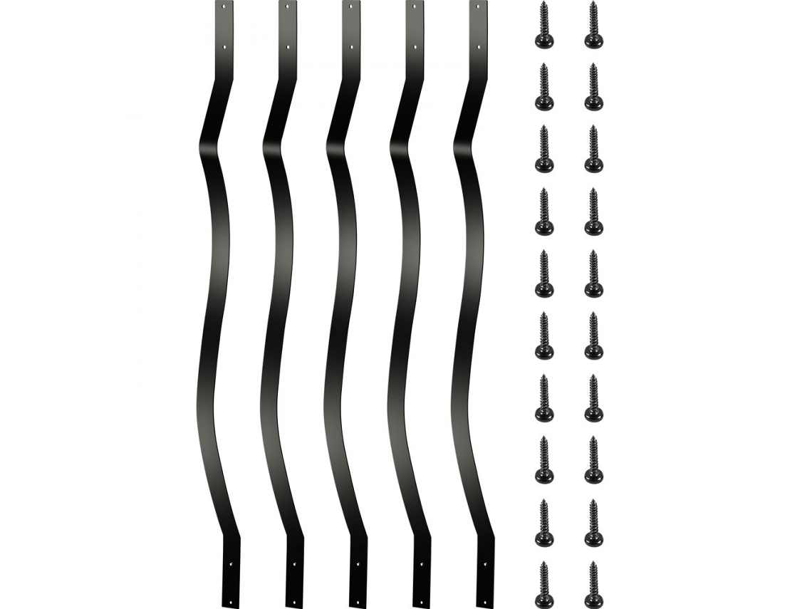 Conjunto De 51 Balustres De Ferro Para Terraço 82,2x2,5cm Preto Com Parafusos Tekmaquinas