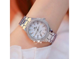 Relógio Feminino Bs Bee Sister Fa1258 Com Caixa Redonda, Pulseira De Liga Metálica E Diamantes (dourado Em Intervalos)