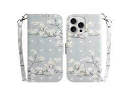 Capa Tipo Carteira Para Iphone 16 Pro Com Estampa 3d Em Couro