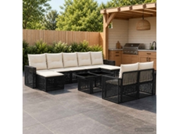 Vidaxl Conjunto De Sofá De Jardim 10 Unid. Preto E Branco Creme