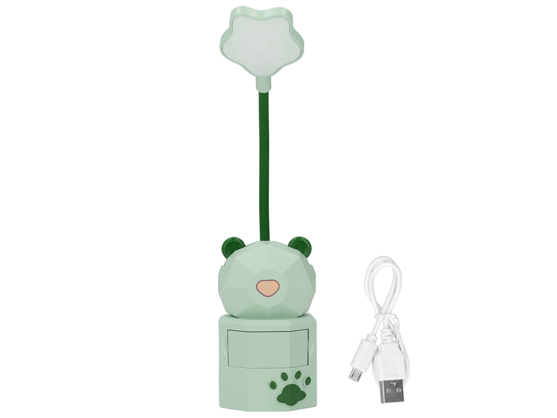 Lâmpada de Mesa LED Desenho Animado Proteção Ocular USB Verde para Dormitório | S/MARCA