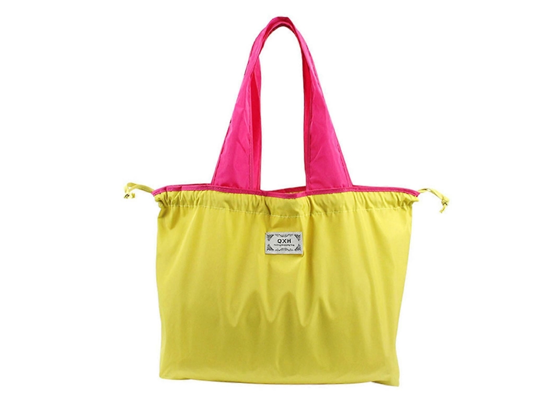 Sacola de Compras Dobrável, Portátil e Reutilizável, com Alças Longas e Fecho de Cordão. Ideal para Mulheres, na Cor Rosa avermelhada. GOKOCO
